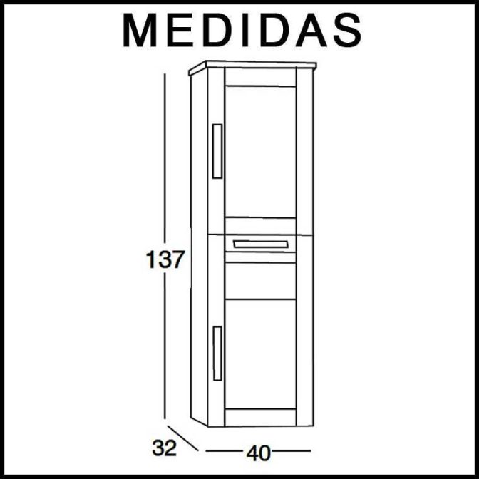 Medidas Mueble Auxiliar de Baño Columna Suspendida Anabel