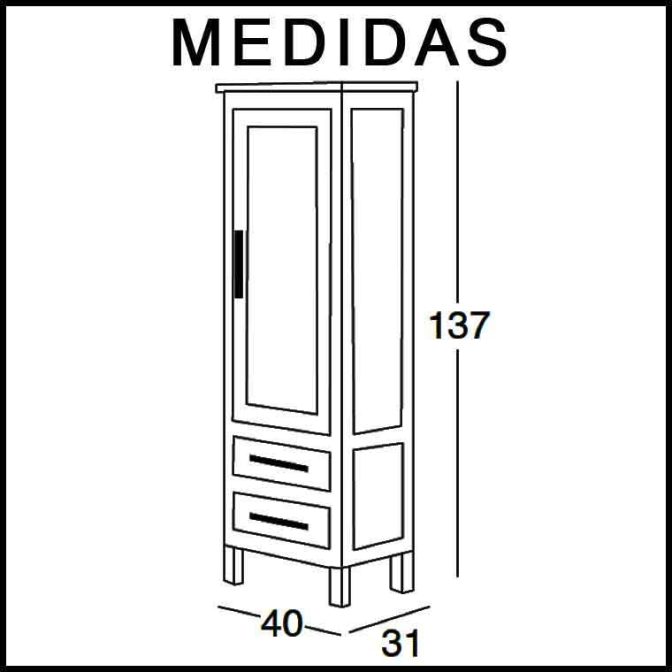 Medidas Mueble Auxiliar Baño de Pie 137 cm. Cardeñas