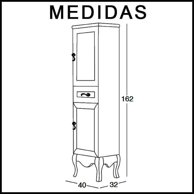 Medidas Mueble Auxiliar Baño Columna de Pie Estefanía