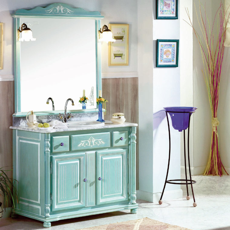 Lavabo y Espejo 75 cm OLIMPO Mueble de baño Freya con Tres cajones 