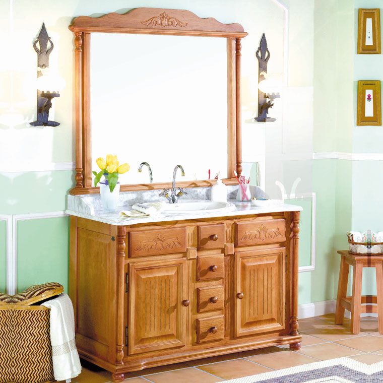 OLIMPO Mueble de baño suspendido Maia con Lavabo y Espejo Liso 60 cm Color Arena 