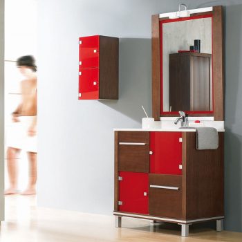 Mueble De Baño A Suelo 2 Puertas 4 Baldas Aqua 120 Cm Tinte Nuez