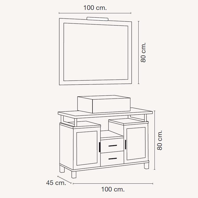Mueble de Baño Alba de 100 x 45 cm. Muebles de Baño Alba.