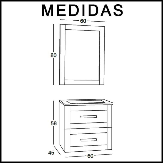 Medidas Mueble de Baño Anabel de 60 cm.