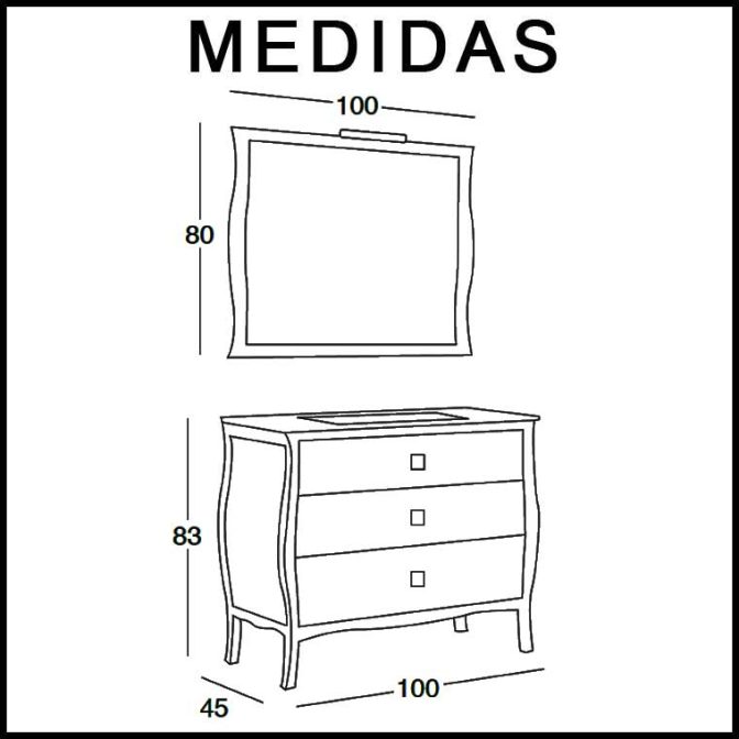 Medidas Mueble de Baño Araceli 100 cm.