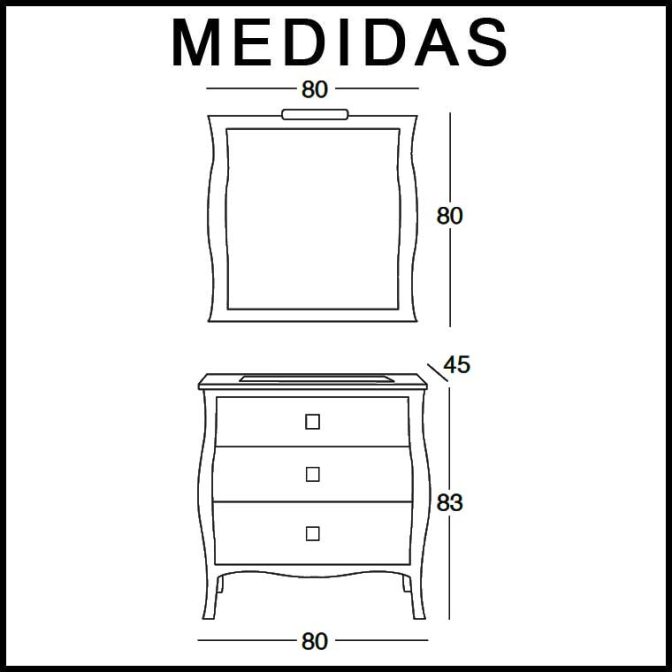 Medidas Mueble de Baño Araceli 80 cm.