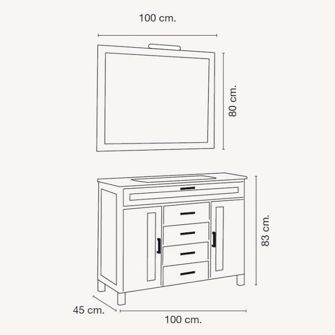 Mueble de Baño Borgia 100 x 45 cm. Muebles de Baño Borgia.