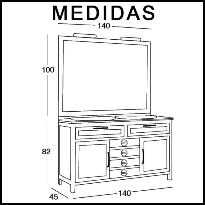 Medidas Mueble de Baño Cardeñas 140 x 45 cm.