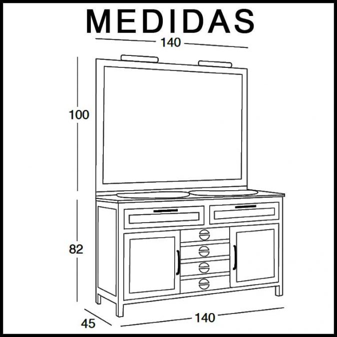 Mueble de Baño Cardeñas 140 cm. Mueble de la serie de Baño Cardeñas