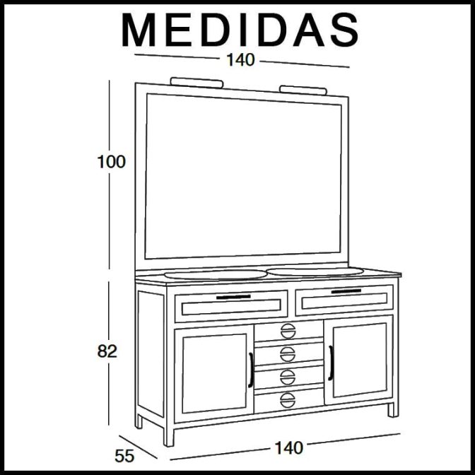 Medidas Mueble de Baño Cardeñas 140 x 55 cm.