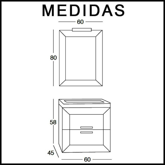 Medidas Mueble de Baño Carla de 60 cm.