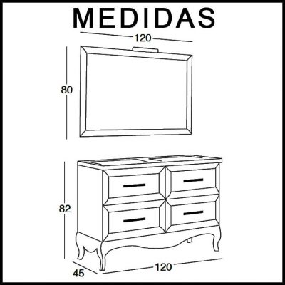 Mueble de Baño René de 120 cm. Mueble de la serie de Baño René.