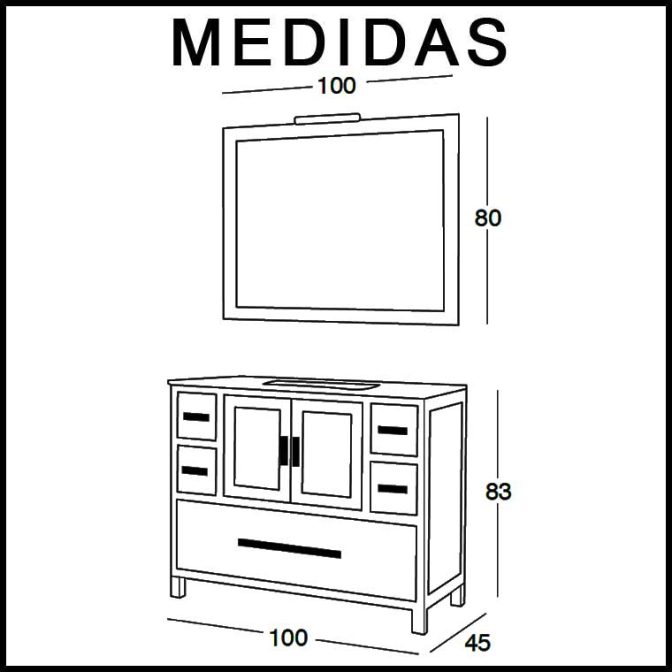 Medidas Mueble de Baño Sara 100 cm.