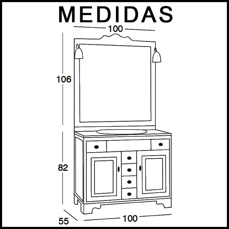 Mueble de Baño Talla de 100 x 55 cm. Mueble de la serie de Baño Talla.