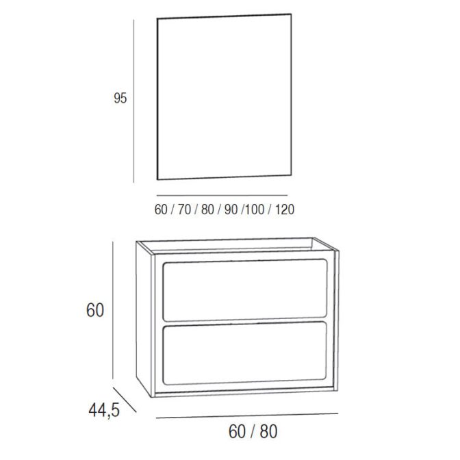 Medidas Mueble de Baño Active 60 x 45 cm.