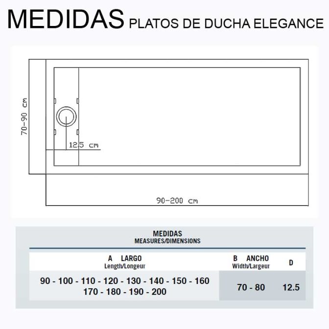 Medidas Platos de Ducha de Resina Elegance