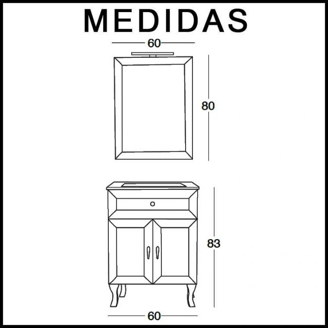 Medidas Mueble de Baño Alessia 60 cm.