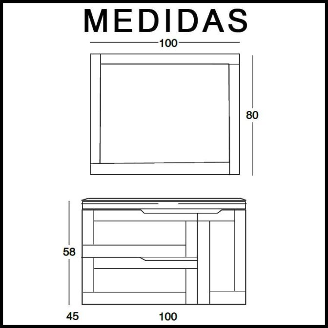 Mueble Medidas Mueble de Baño Nuevo Alba 100 cm.de Baño Nuevo Alba 100 cm. Medidas