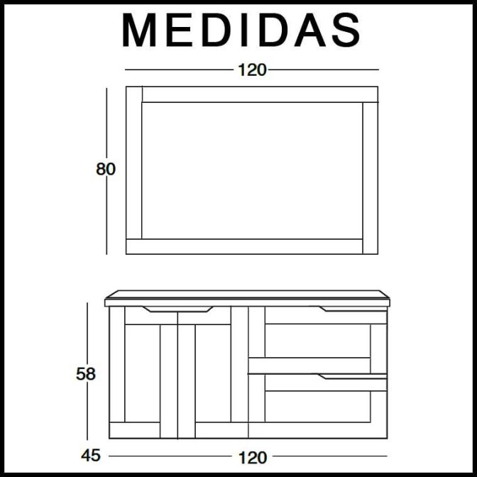 Medidas Mueble de Baño Alba 120 cm.