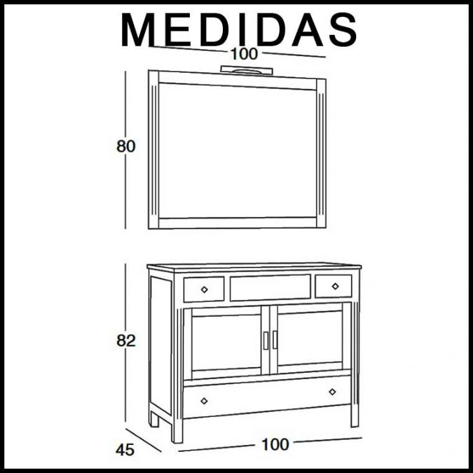 Medidas Mueble de Baño Sofía 100 cm.