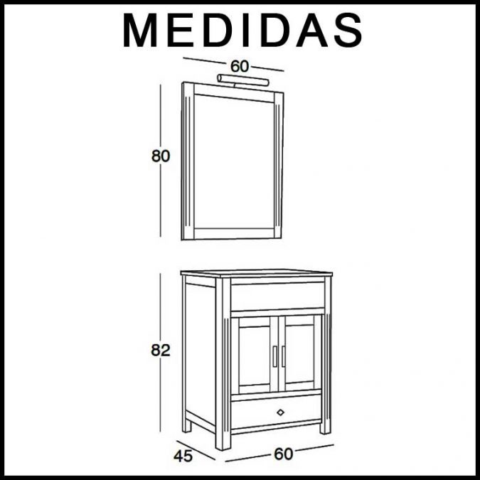 Medidas Mueble de Baño Sofía 60 cm.
