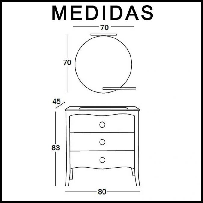 Mueble de Baño Verónica 80 cm. Mueble de la serie de Baño Verónica