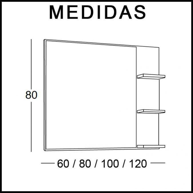Espejo de Baño con Baldas Sheila. Espejo de la serie de Baño Sheila