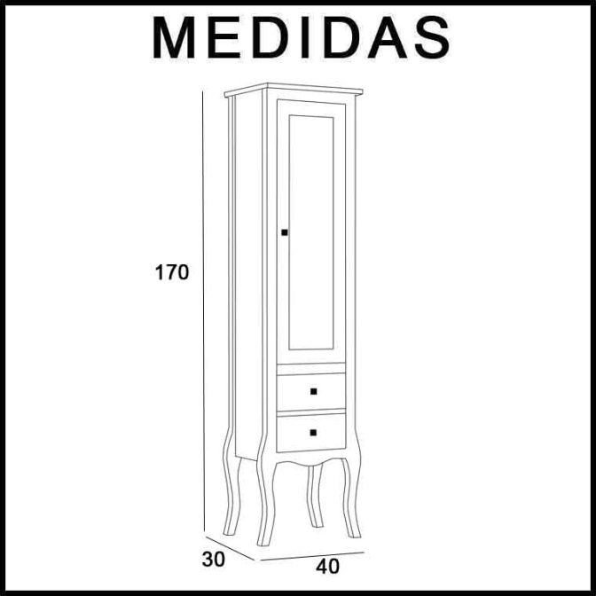 Medidas Armario Vitrina de pie Lago