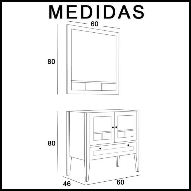 Medidas Mueble de Baño Eco 60 cm.