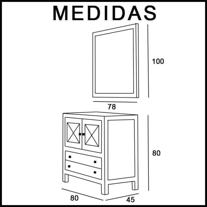 Medidas Mueble de Baño Kin 80 cm.