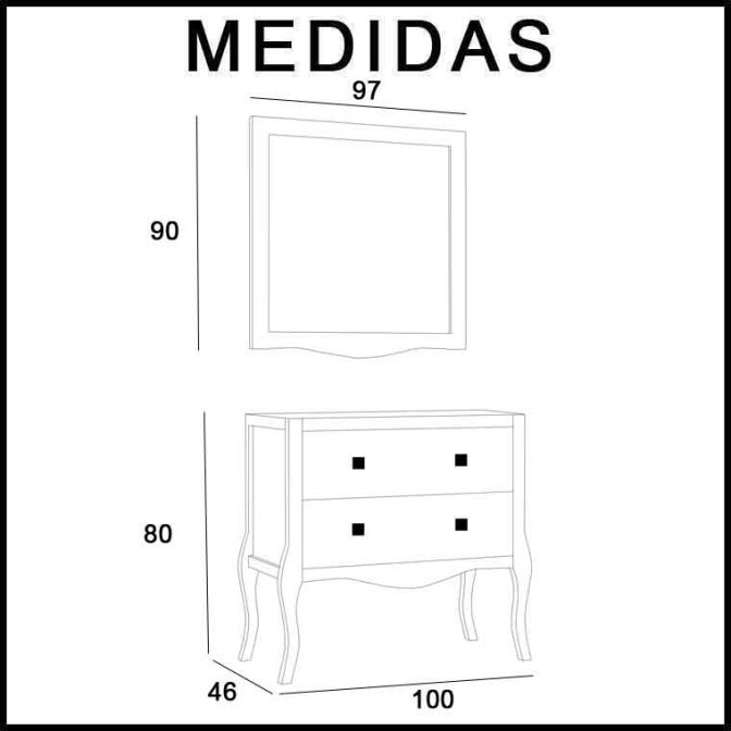 Medidas Mueble de Baño Lago 100 cm.