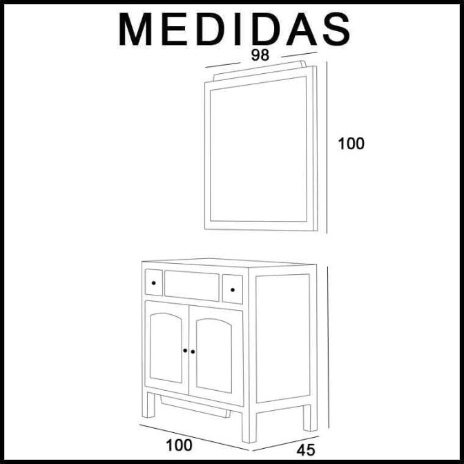 Medidas Mueble de Baño Zuri 100 cm.