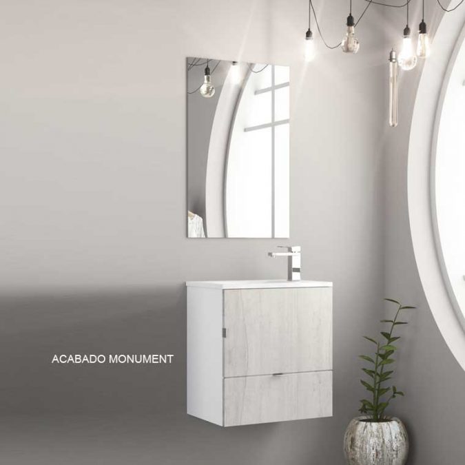 Mueble de Baño Petit 50 cm. Puerta y Cajón. Mueble Baño Serie Petit.