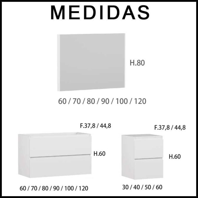 Medidas Mueble de Baño Modular de 100 cm. Aqua Combinación 19-02