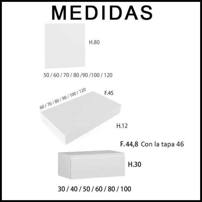 Medidas Mueble de Baño Modular Aqua Combinación 19-03