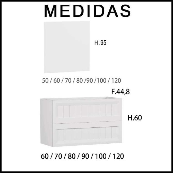 Medidas Mueble de Baño Terra con espejo Liso