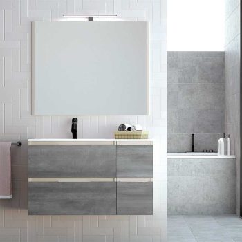 Aquareforma, Mueble de Baño con Lavabo y Espejo, Mueble Baño Modelo  Brisol 2 Cajones Suspendido, Muebles de Ba…