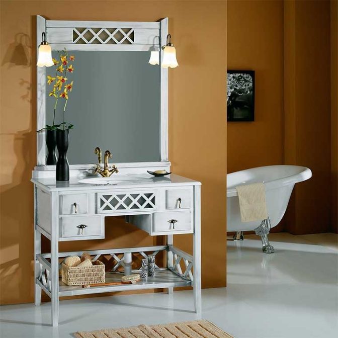 Conjunto Mueble de baño Toscano de 100 cm. Gris patinado