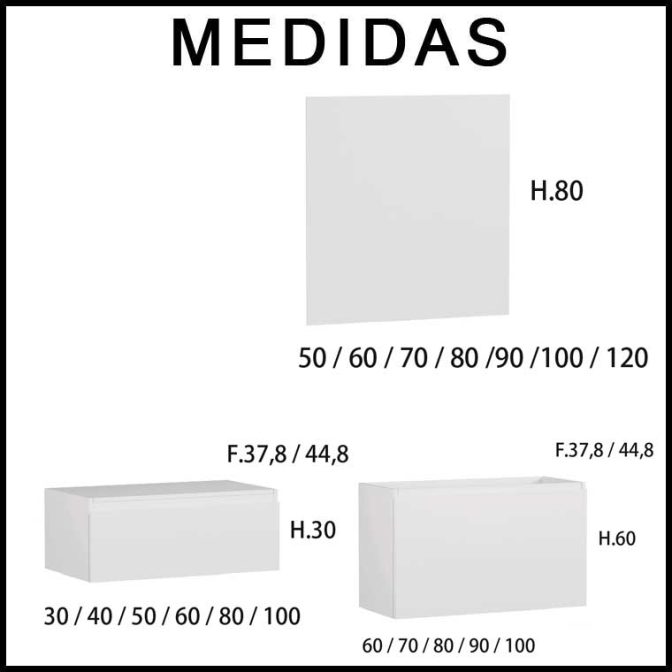 Medidas Mueble de Baño 140 cm. Modular Aqua Combinación 19-04