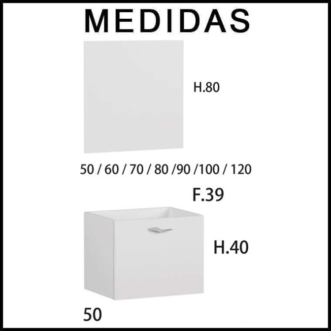 Medidas Muebles de Baño Piccolo 1 cajón