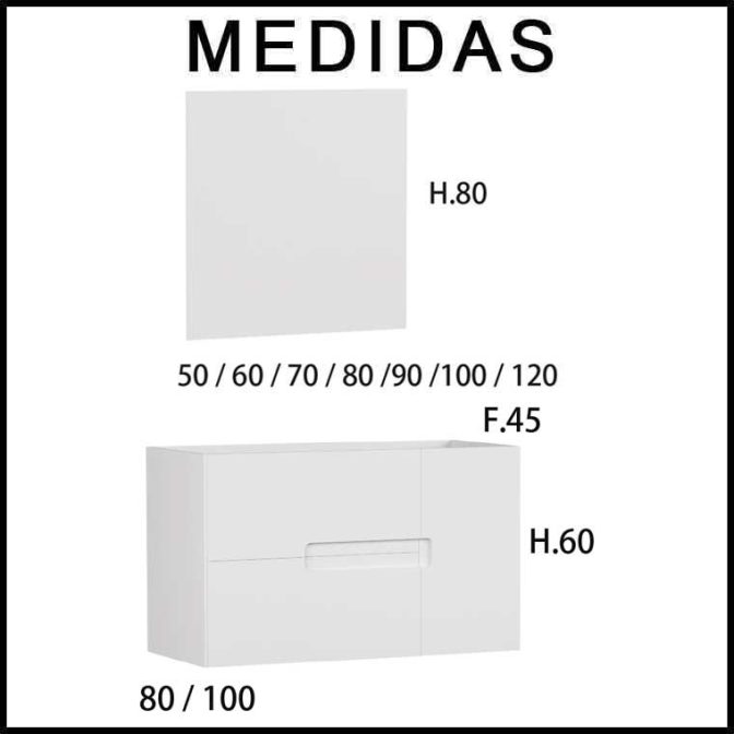 Medidas Mueble de Baño Thais 2 Cajones 1 Puerta