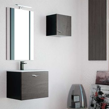 ▷ Mueble de Baño Iris 80 cm. 1 cajón y faldón con lavabo sobreencimera, Mudeba