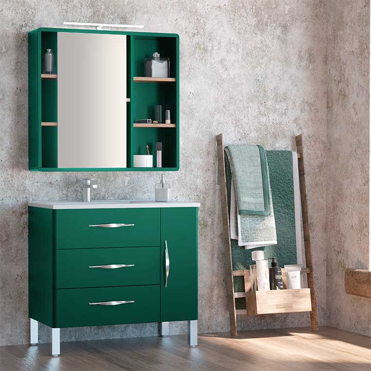 Mueble de Baño Tecia 80 cm. 3 cajones 1 puerta con Camerino Vintass