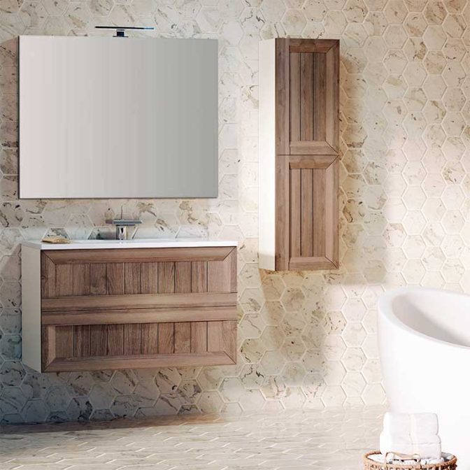 Mueble de Baño Terra con espejo Liso y aplique