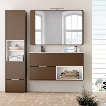 ▷ Mueble de Baño Iris 80 cm. 1 cajón y faldón con lavabo sobreencimera, Mudeba