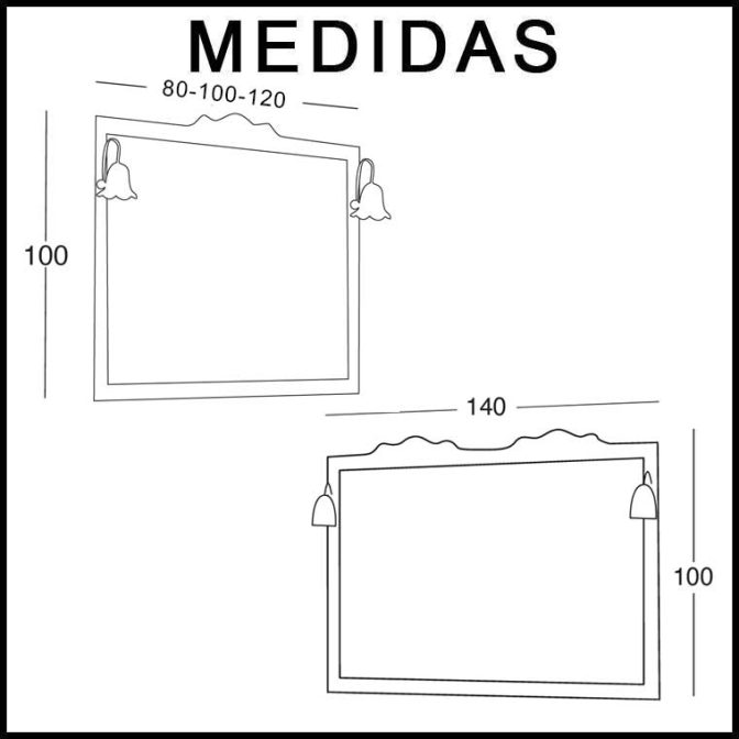 Medidas Espejos de Baño Talla