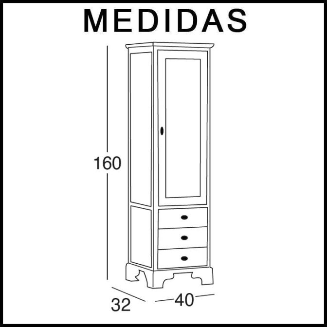 Medidas Mueble Auxiliar Baño de Pie Talla