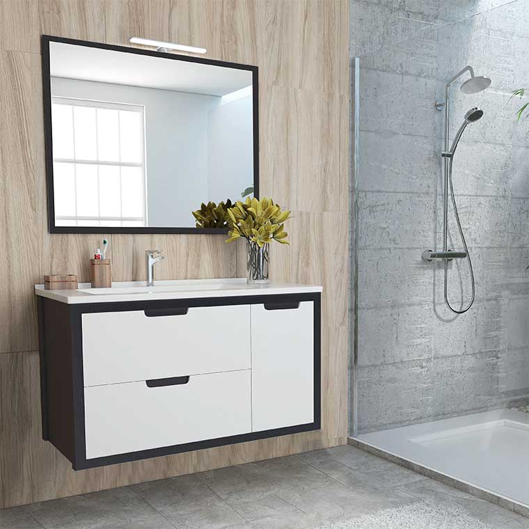 Mueble de baño con lavabo incluido y un ancho de 100 cm fabricado con MDF de