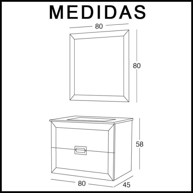 Medidas Mueble de Baño Carla de 80 cm.