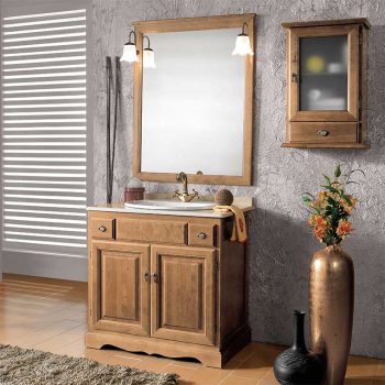 ▷ Mueble de Baño Iris 80 cm. 1 cajón y faldón con lavabo sobreencimera, Mudeba